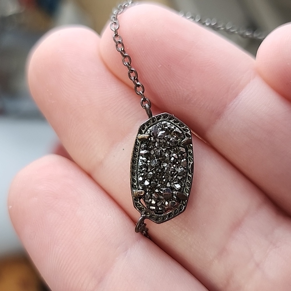 Elisa Black drusy pendant Kendra Scott necklace